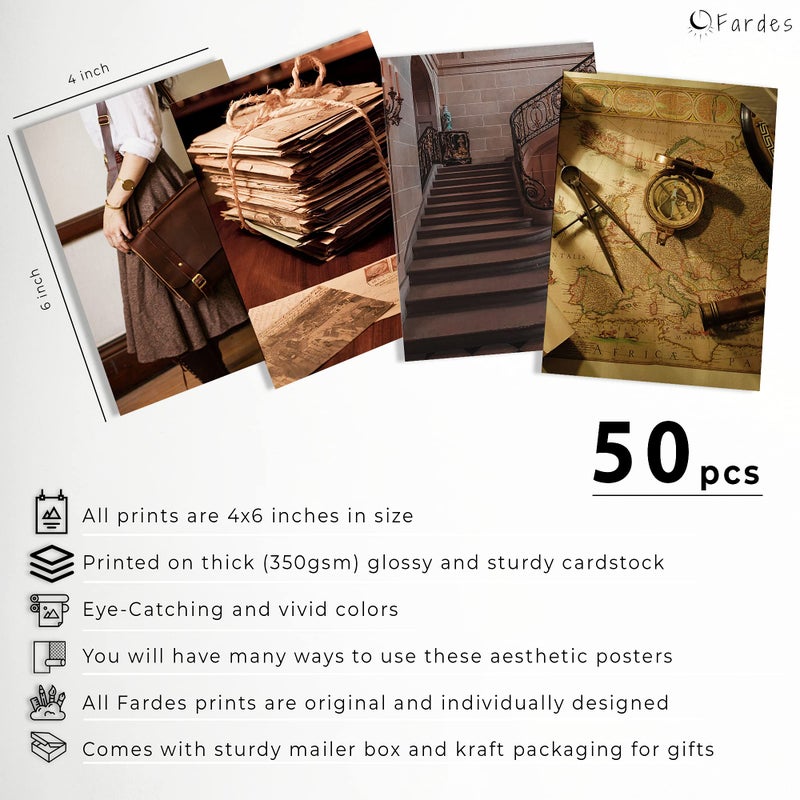 Fardes Dark Academia Room Decor, 50pcs Vintage Wall Collage Kit Aesthetic Pictures, Vintage Posters for Room Aesthetic Stuff Tiktok, Aesthetic Wall Decor for Teen Girls Bedroom, Light Academia Room Decor - Image 2